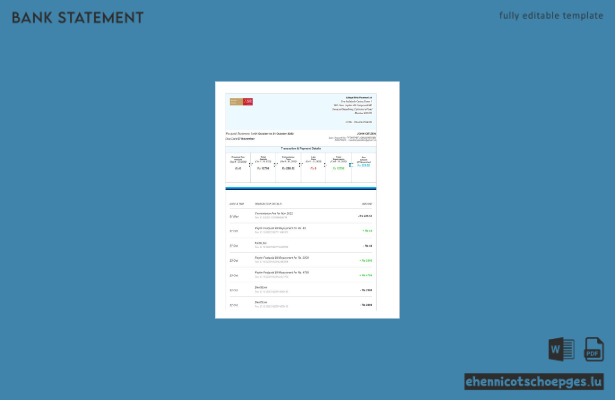 Kontoauszug der Aditya Birla Finance Ltd. (Indien), Word-Dokument, 3 Seiten, Beispielvorschau